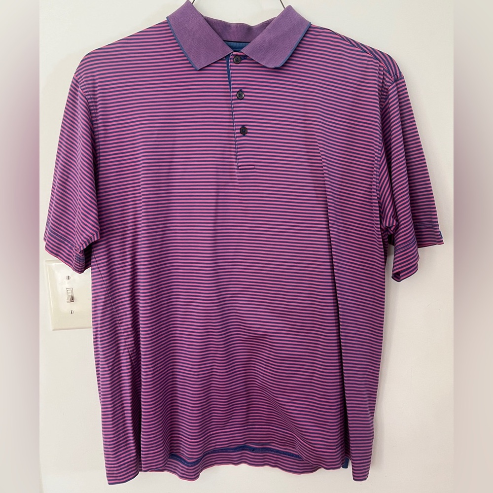 Cutter & Buck Blue Striped Men's Polo Shirt